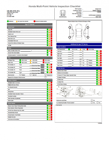 VIF List - Honda Inspection Forms